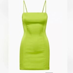 ARITZIA Lime Green Spaghetti-Strap Slip Dress